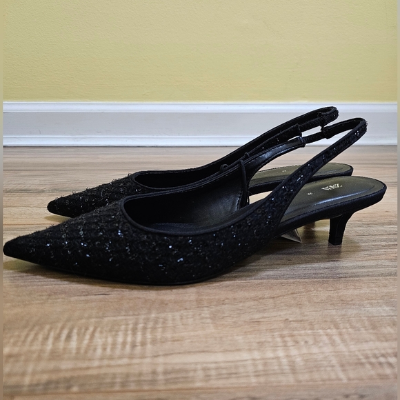 Zara SLINGBACK FABRIC HEELS, US 8 - Picture 5 of 16